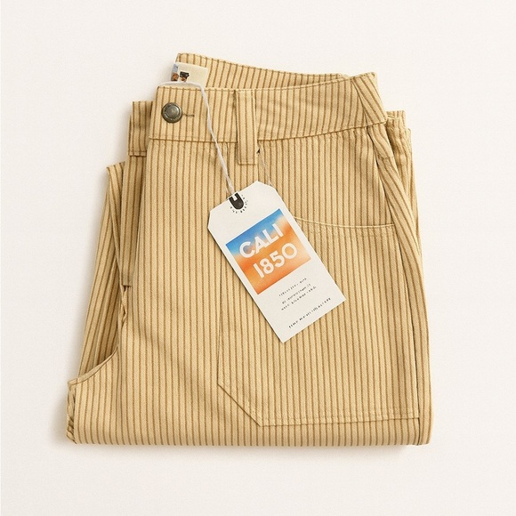 Cali 1850 Wide Leg Striped Pants Beige Juniors Sz 1 NWT - Picture 1 of 5